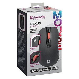 МЫШЬ DEFENDER NEXUS MS-195 RF SILENT ЧЕРНАЯ