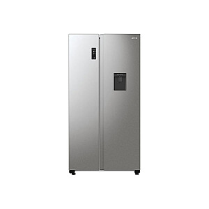 Gorenje Refrigerator | NRR9185EAXLWD | Energy efficiency class E | Free standing | Side by side | Height 178.6 cm | No Frost system | Fridge net capacity 355 L | Freezer net capacity 192 L | Display | 38 dB | Grey