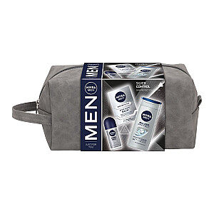 NIVEA SET Men Silver Control żel pod prysznic 250ml + balsam po goleniu 100ml + antyperspirant roll-on 50ml + kosmetyczka
