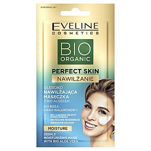 EVELINE Bio Organic Perfect Skin głęboko nawilżająca maseczka z bio aloesem Bio Róża i Kwas Hialuronowy 8ml