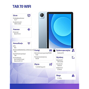 Tablet TAB 70 WiFi 10.1 cala 4/64GB 6580 mAh Niebieski