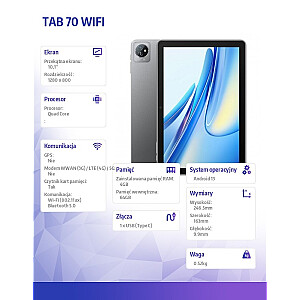 Tablet TAB 70 WiFi 10.1 cala 4/64GB 6580 mAh Szary