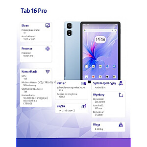 Планшет TAB 16 Pro LTE 11 дюймов 8/256 ГБ 7700 мАч Синий