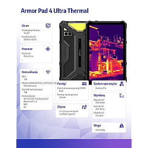 Планшет Armor Pad 4 Ultra Thermal 5G 10,36 дюйма 8/256 ГБ IP69K Thermal Vision черный