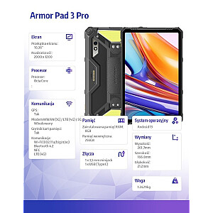 Tablet Armor Pad 3 Pro 4G 10.36 cala 8/256GB Czarny