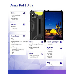 Tablet Armor Pad 4 Ultra 5G 10.36 cala 8/256GB IP69K Czarny