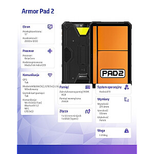 Tablet Armor Pad 2 4G 11 cali 8/256GB Czarny