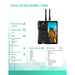 Smartfon Armor 26 Ultra Walkie-Talkie 5G 12/512GB IP69K Czarny