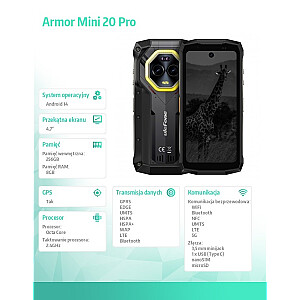 Smartfon Armor Mini 20 Pro 4G 8/256GB IP69K Czarny