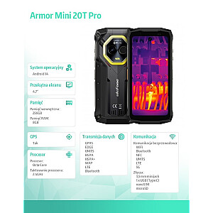 Smartfon Armor Mini 20T Pro 5G 4.7 cala 8/256GB IP69K termowizja Czarny