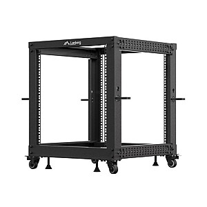 Open rack 19" 12U 600x600-1100 regulowany czarny 