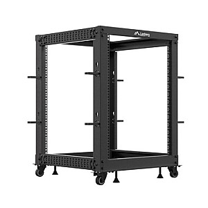 Открытый стеллаж 19&#39;&#39; 15U 600x600-1100 регулируемый черный 