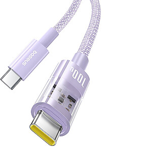 Baseus Gem USB C – USB C greito įkrovimo laidas, 1m, 100W, violetinė