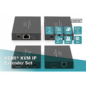 Удлинитель KVM HDMI+USB 150 м по Cat.5e UTP/IP 1080p FHD 60 Гц аудио (комплект)