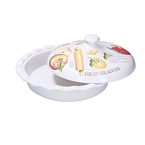 Apple pie platter with lid Goloserie - White, 27 cm
