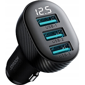 Joyroom įkroviklis Joyroom JR-CCD03 3.4A automobilinis įkroviklis su ekranu 3x USB-A - juodas