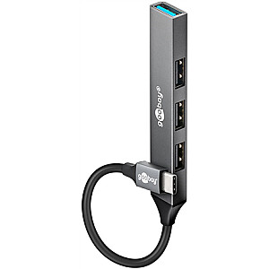 Goobay Slim 4 prievadų USB šakotuvas, USB-C į USB-A, 5 Gbit/s | 74457