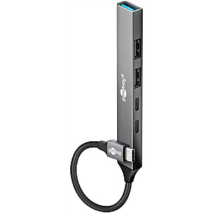 Goobay Slim 5 prievadų USB šakotuvas, USB-C į USB-C/USB-A, 5 Gbit/s | 74460