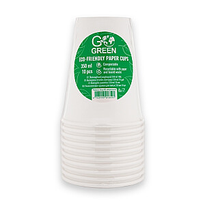 Glāzes ekoloģiskās Go Green 350ml 10 gab. baltas