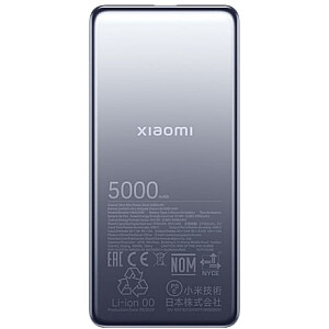 Xiaomi Ultra Slim Power Bank | 5000 mAh | USB-C | Pilka