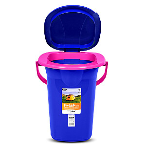 GreenBlue GB320BR 19L Portable Camping Toilet Bucket Travel Festival with Handle Detachable Seat - Navy Blue & Pink