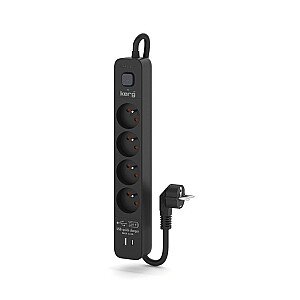 KERG power strip with circuit breaker-4 USBC+USBA sockets 16A 1.5m black
