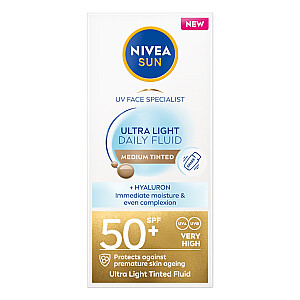NIVEA Sun Ultra Light Daily Fluid SPF50+ солнцезащитный крем с пигментом Medium 40 мл