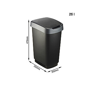 ROTHO Twist Silver - šiukšliadėžė – 25l