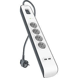 Prailginimo laidas BELKIN 525J, 4X SCHUKO, 2X USB-A, 2M