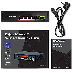 Сетевой коммутатор SWITCH FAST ETHERNET PoE 4x RJ45 PoE 1x RJ45 Uplink 1x SFP | 65 Вт | 1000 Мбит/с 