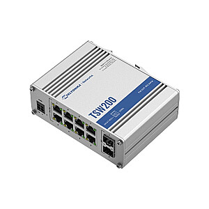 Промышленный коммутатор TSW200 2xSFP 8xGigabit Ethernet 8xPoE+DIN 