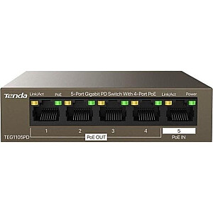 Tenda Switch Tenda TEG1105PD 5-портовый 1GbE PoE неуправляемый коммутатор