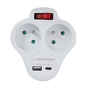 Esperanza ELK311W Электрический разветвитель 2 GN. USB-C USB-A ВКЛ. Белый