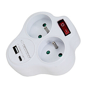 Esperanza ELK311W Электрический разветвитель 2 GN. USB-C USB-A ВКЛ. Белый