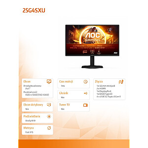 AOC 25G4SXU - 24.5" | IPS | Full HD | 0.3ms | 310Hz