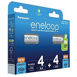 Panasonic Eneloop zestaw 4x AA 2000 мАч + 4x AAA 800 мАч