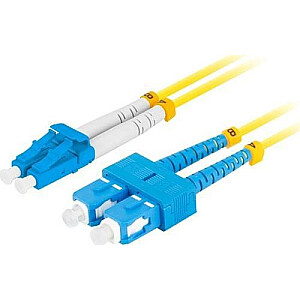 OPTIKOS PLOKŠTINĖS PATCHORDAS Lanberg SM SC/UPC-LC/UPC DUPLEX 3,0 MM LSZH G657A1 5 M GELTONAS LANBERG