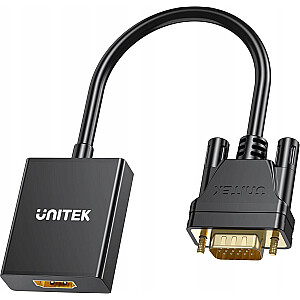 AV adapteris Unitek Unitek Adapteris VGA į HDMI FullHD juodas 15cm
