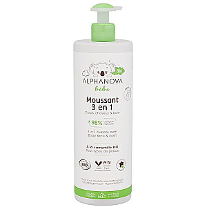 Alphanova švelnus kūdikių vonios skystis 3 viename Baby Bio 400 ml