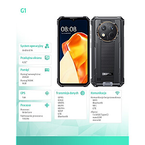 Смартфон G1 4G 6/256 ГБ IP69K черный 