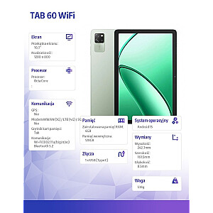 Планшет TAB 60 Wifi 10.1 дюймов 4/128 ГБ зеленый 