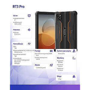 Планшет RT3 Pro 4G 8 дюймов 4/128 ГБ оранжевый 