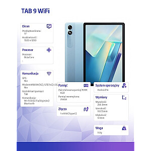 Планшет Tab 9 11 дюймов 6/256 ГБ WiFi синий 