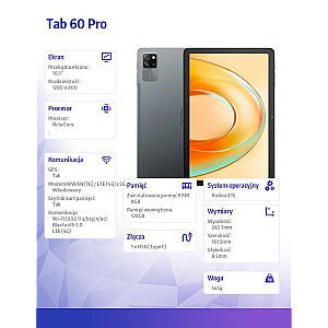 Tablet Tab 60 Pro LTE 11 cali 8/128GB Szary 
