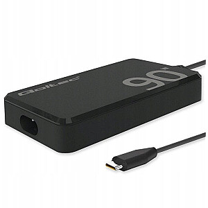 „Qoltec 90W GaN“ itin greitas plonas įkroviklis | PD | 5–20 V | 4,5 A | USB-C 3.1 | Užrašų knygelė | „Macbook“ | Išmanusis telefonas | +kabelis