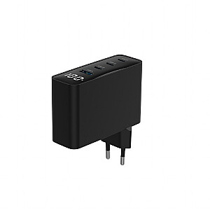 Ładowarka uniwersalna 100W GaN 1xUSB-A 3xUSB-C szybkie ładowanie LCD czarna 