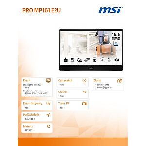 MSI PRO MP161 E2U - 15.6" | IPS | Full HD | 4ms | 60Hz