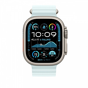 Przedłużka do paska Ocean w kolorze mroźnego błękitu do koperty 49 mm - elementy z tytanu w kolorze naturalnym