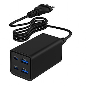 Универсальное зарядное устройство 65 Вт GaN 2xUSB-A 2xUSB-C быстрая зарядка черный 