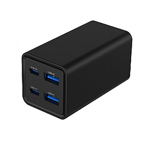 Универсальное зарядное устройство 65 Вт GaN 2xUSB-A 2xUSB-C быстрая зарядка черный 